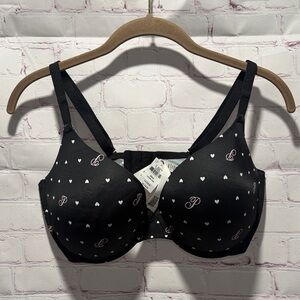 PINK Victoria’s Secret Black Heart-Print Bra New With tags Size 38DD